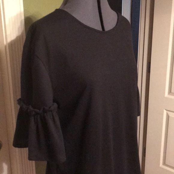 Black Top with Ruffle Sleeves - Picture 2 of 5